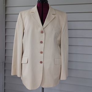 Orvis Cotton Twill Size 16R Yellow Cream Tailored Car Coat Riding Jacket Blazer